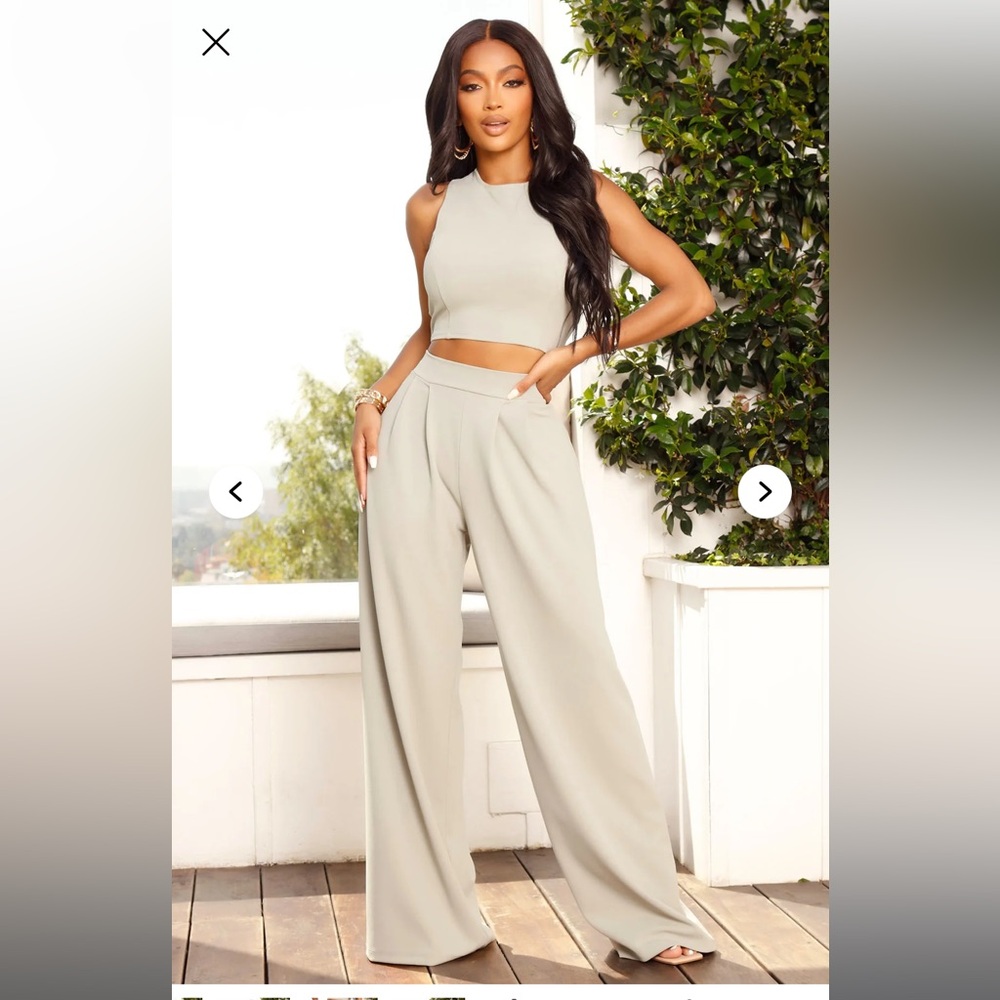 Elegant Cream Wide-Leg Pants